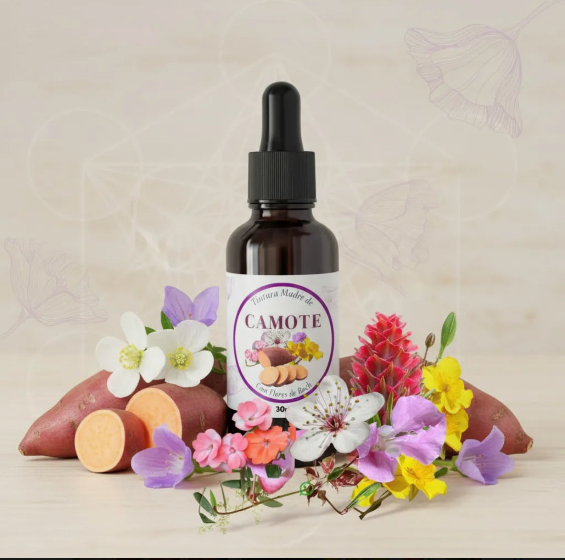 Tintura de camote y Flores de Bach