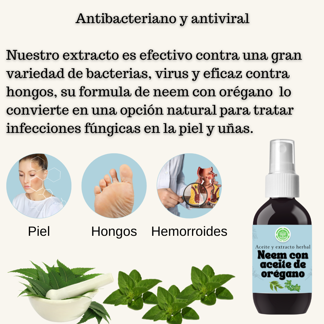 Aceite de Neem Con De Orégano, Uso tópico. 1pz 60ml