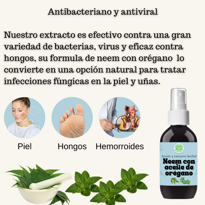 Aceite de Neem Con De Orégano, Uso tópico. 1pz 60ml