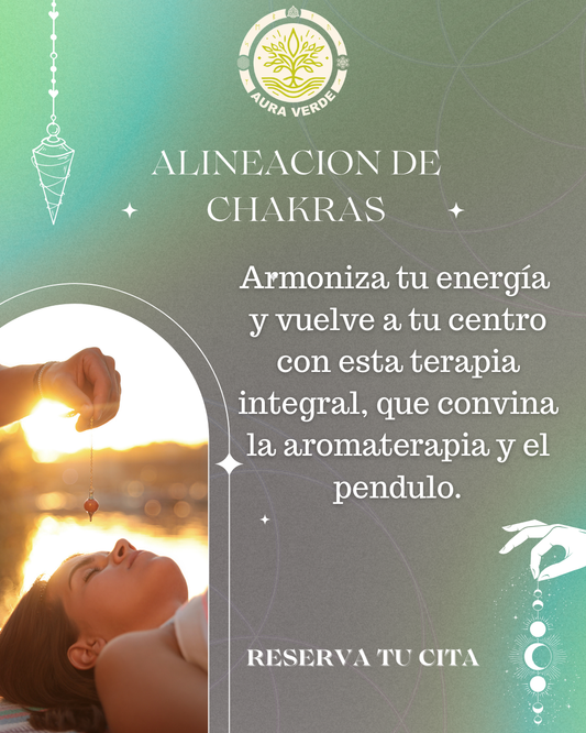 Alineación de Chakras con péndulo y Aromaterapia.